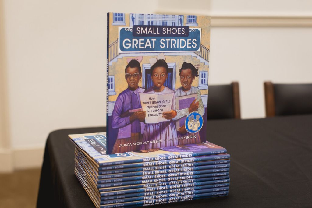 small shoes great strides with book seals